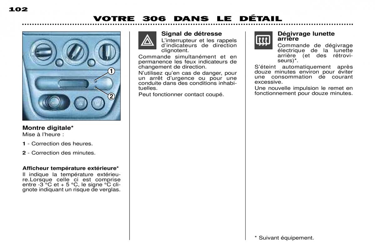 Peugeot 306 Break PH3 manuel du proprietaire / page 70