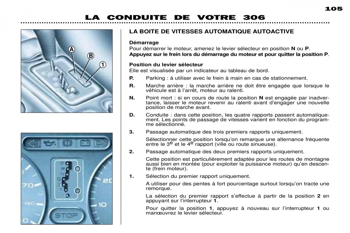 Peugeot 306 Break PH3 manuel du proprietaire / page 72