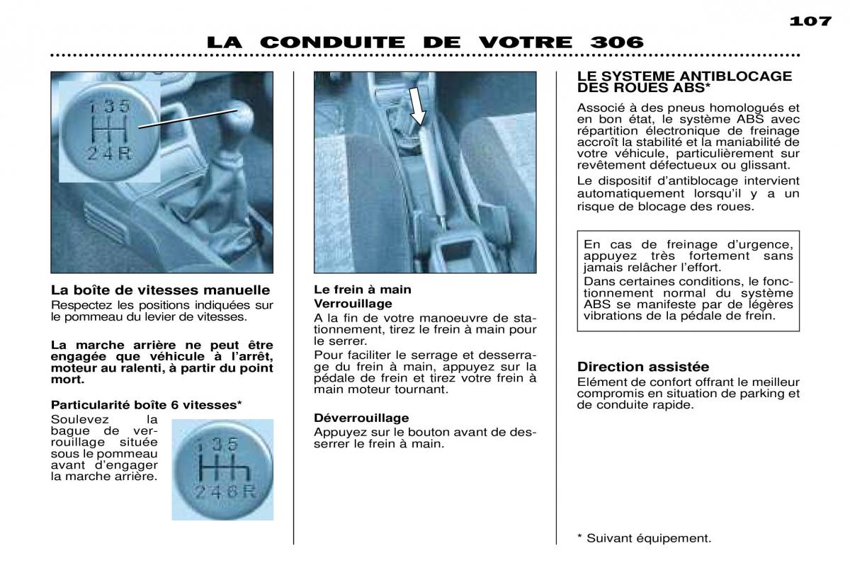 Peugeot 306 Break PH3 manuel du proprietaire / page 74