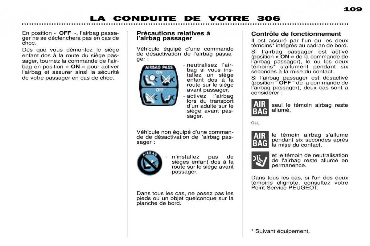 Peugeot 306 Break PH3 manuel du proprietaire / page 76