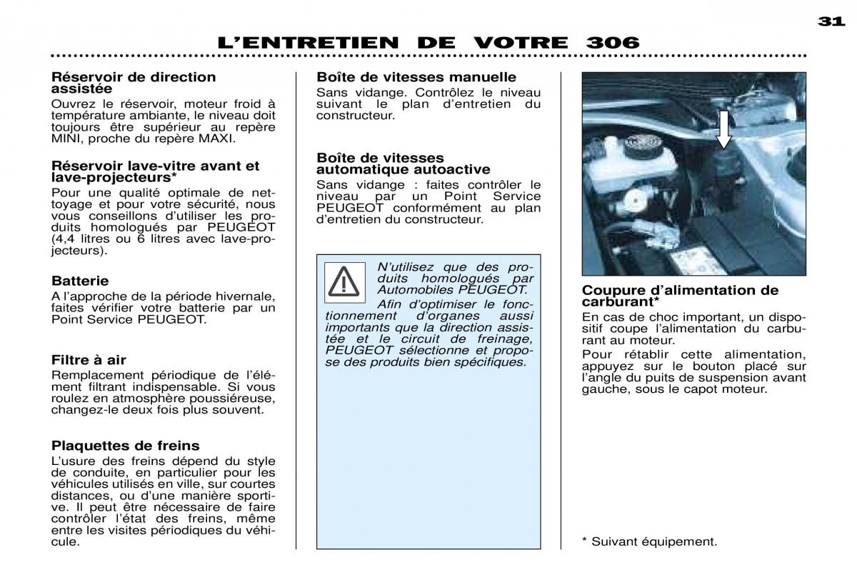 Peugeot 306 Break PH3 manuel du proprietaire / page 86