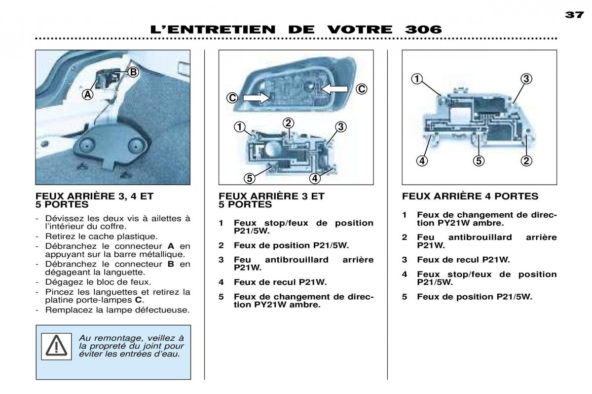 Peugeot 306 Break PH3 manuel du proprietaire / page 90