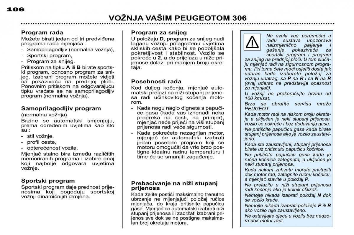 Peugeot 306 Break PH3 vlasnicko uputstvo / page 83