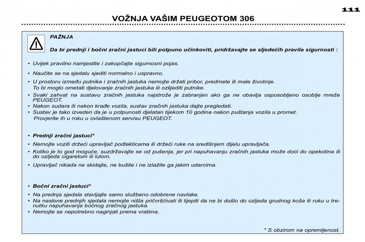 Peugeot 306 Break PH3 vlasnicko uputstvo / page 90