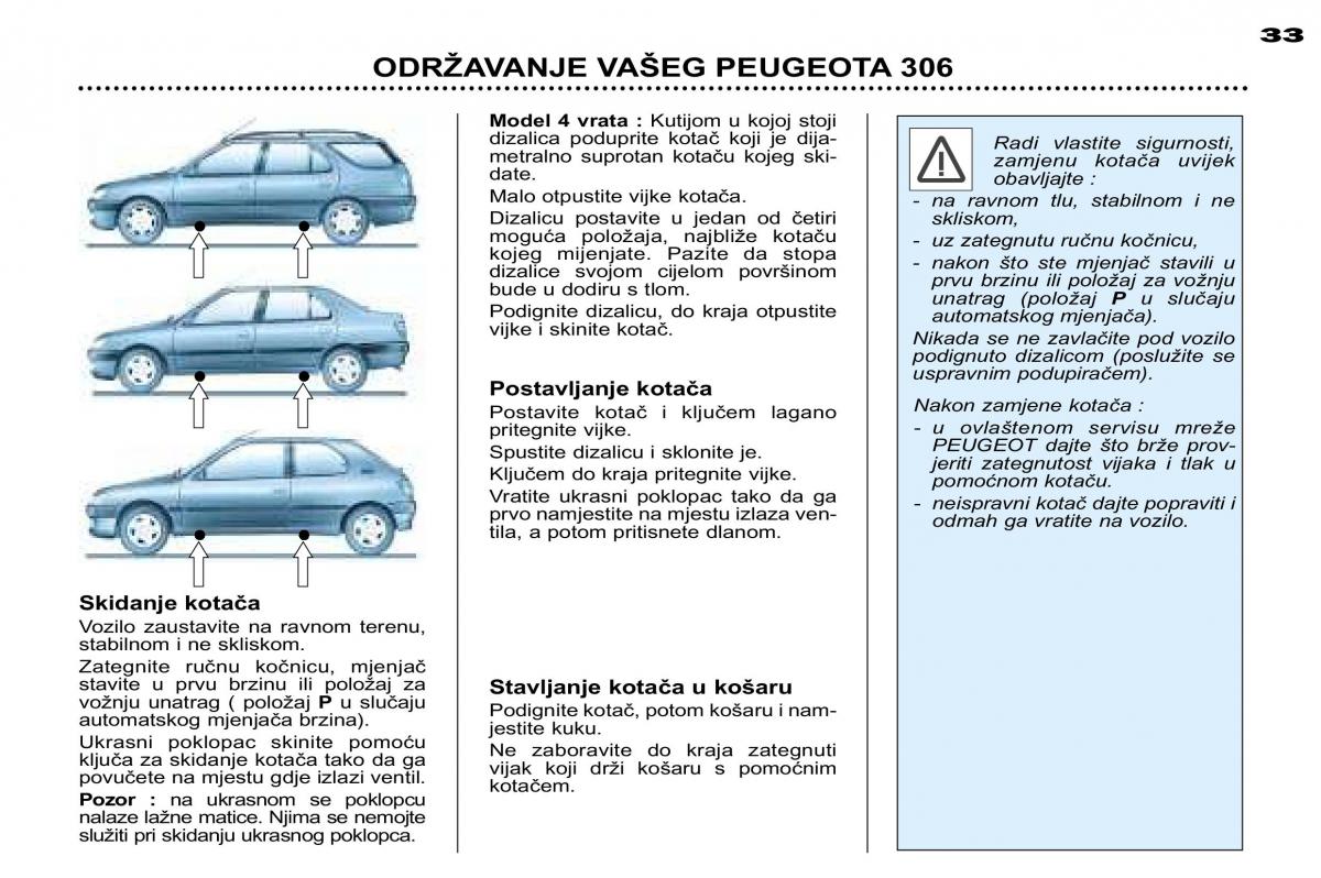 Peugeot 306 Break PH3 vlasnicko uputstvo / page 99