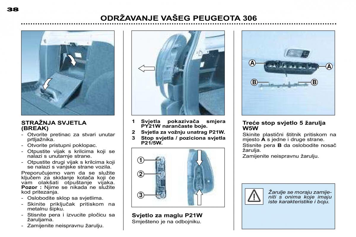 Peugeot 306 Break PH3 vlasnicko uputstvo / page 105