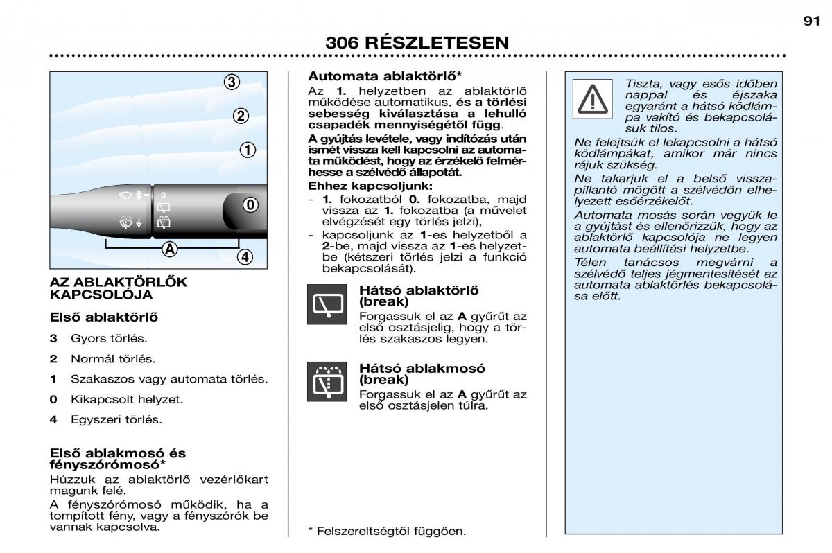 Peugeot 306 Break PH3 Kezelesi utmutato / page 76