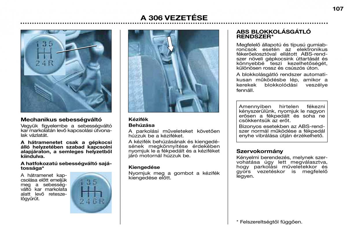 Peugeot 306 Break PH3 Kezelesi utmutato / page 84