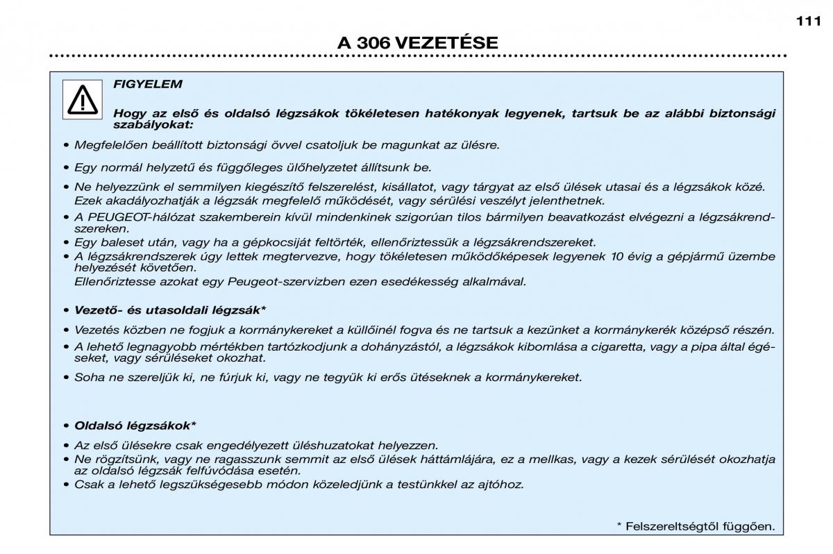 Peugeot 306 Break PH3 Kezelesi utmutato / page 88