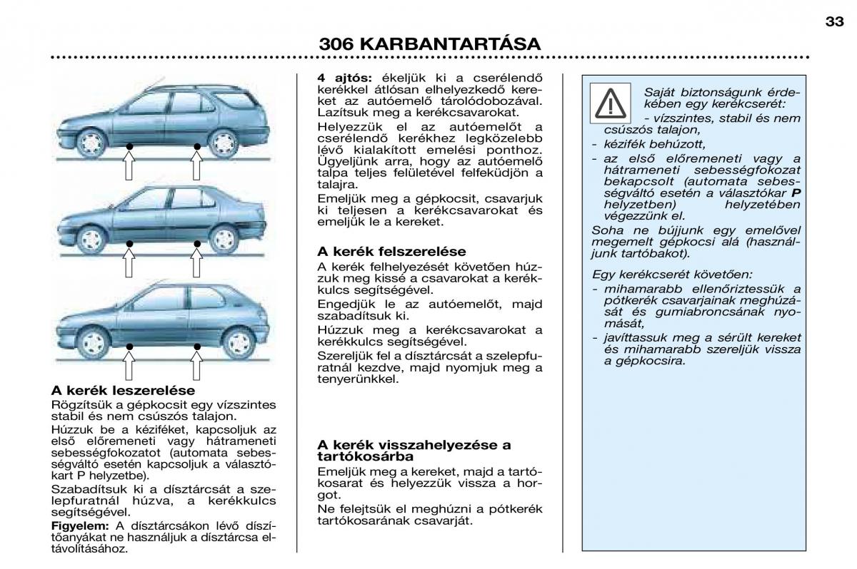 Peugeot 306 Break PH3 Kezelesi utmutato / page 99