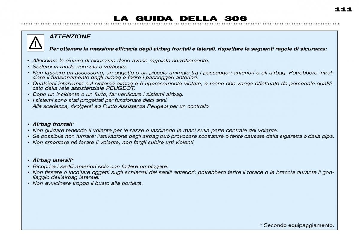 Peugeot 306 Break PH3 manuale del proprietario / page 90