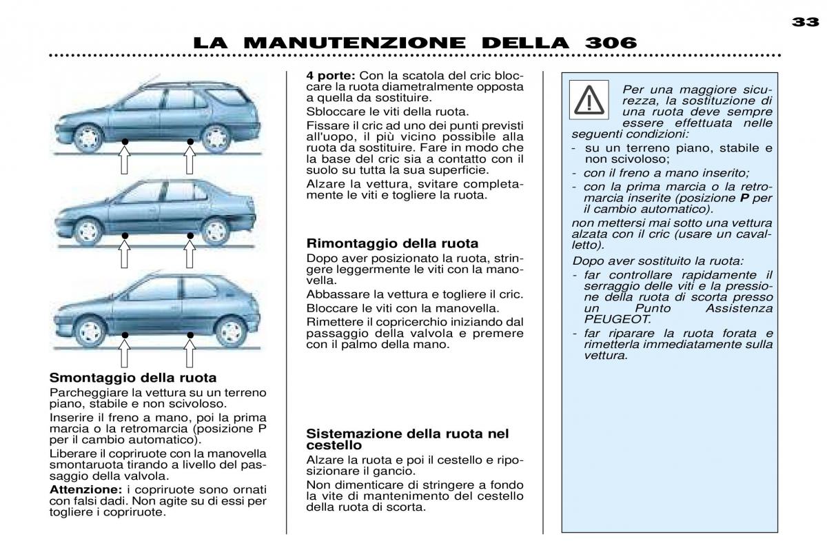 Peugeot 306 Break PH3 manuale del proprietario / page 98