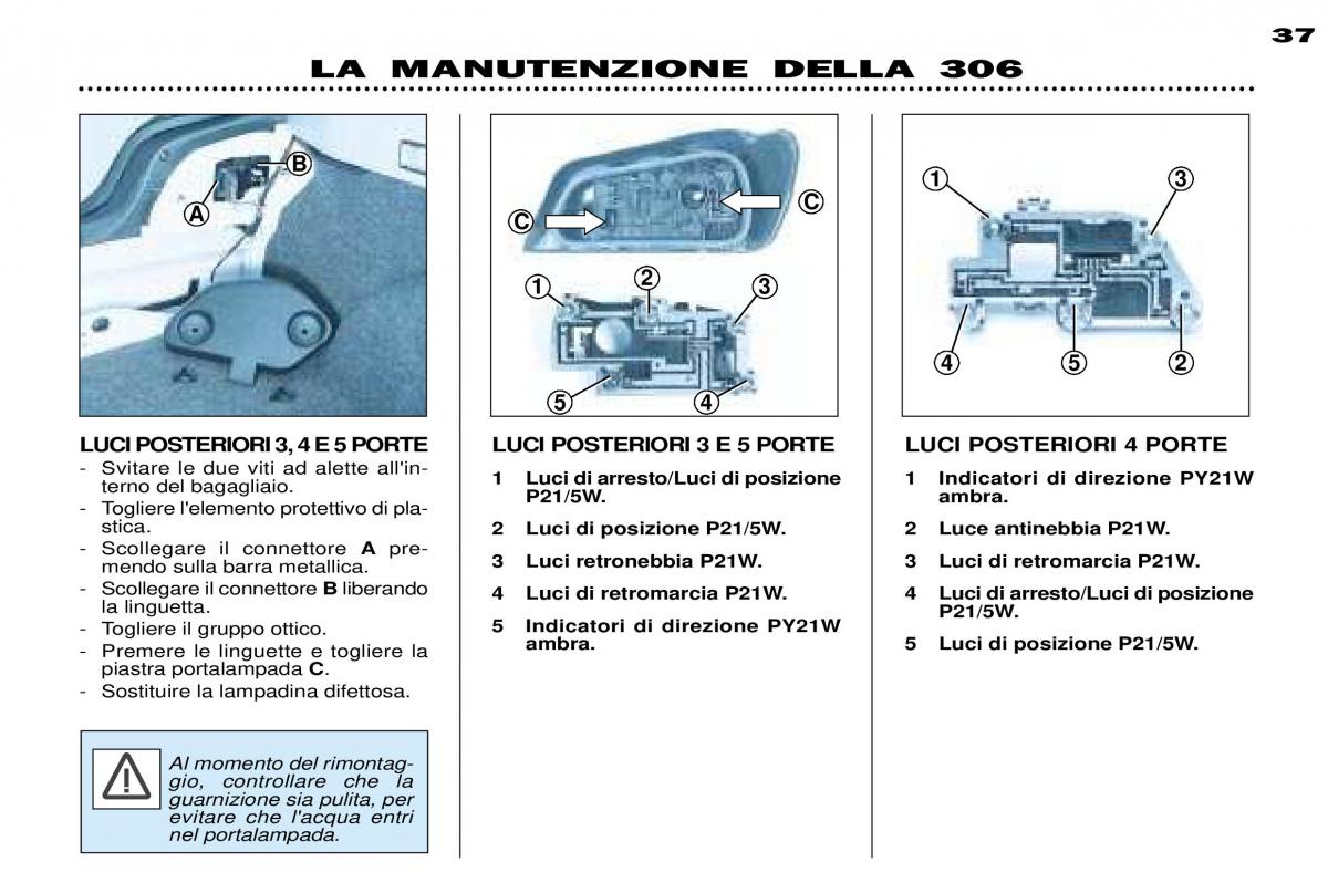 Peugeot 306 Break PH3 manuale del proprietario / page 103