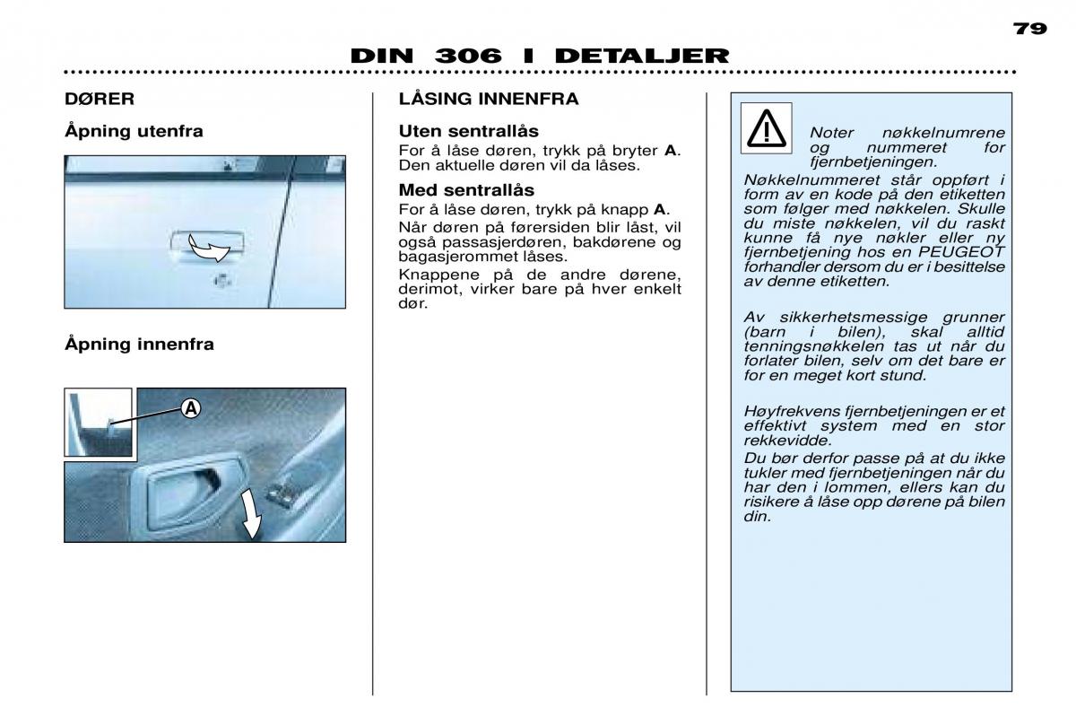 Peugeot 306 Break PH3 bruksanvisningen / page 71