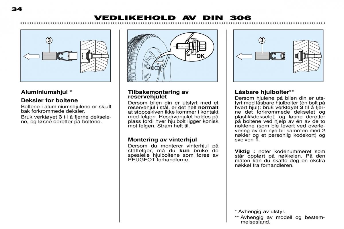 Peugeot 306 Break PH3 bruksanvisningen / page 100