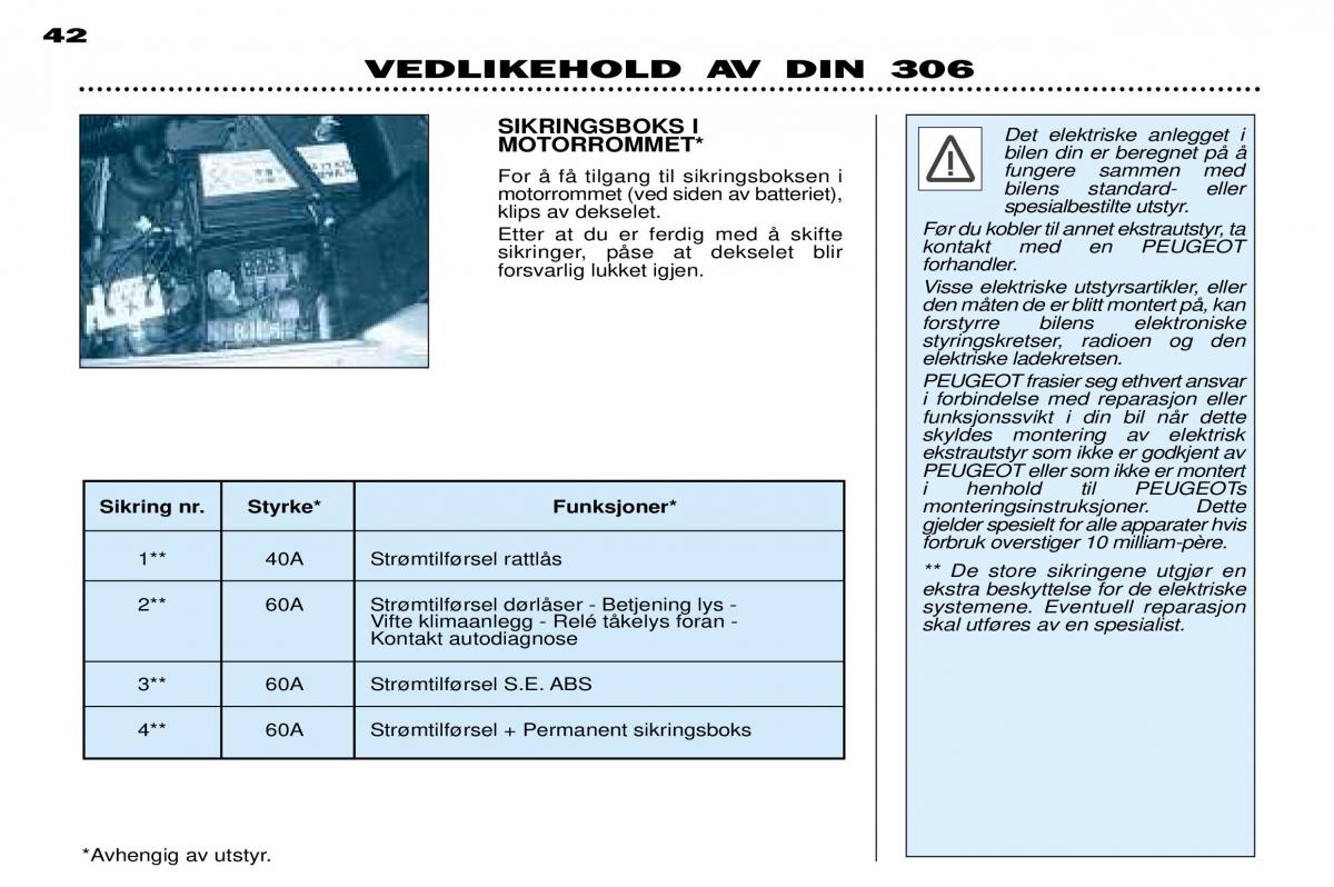 Peugeot 306 Break PH3 bruksanvisningen / page 107