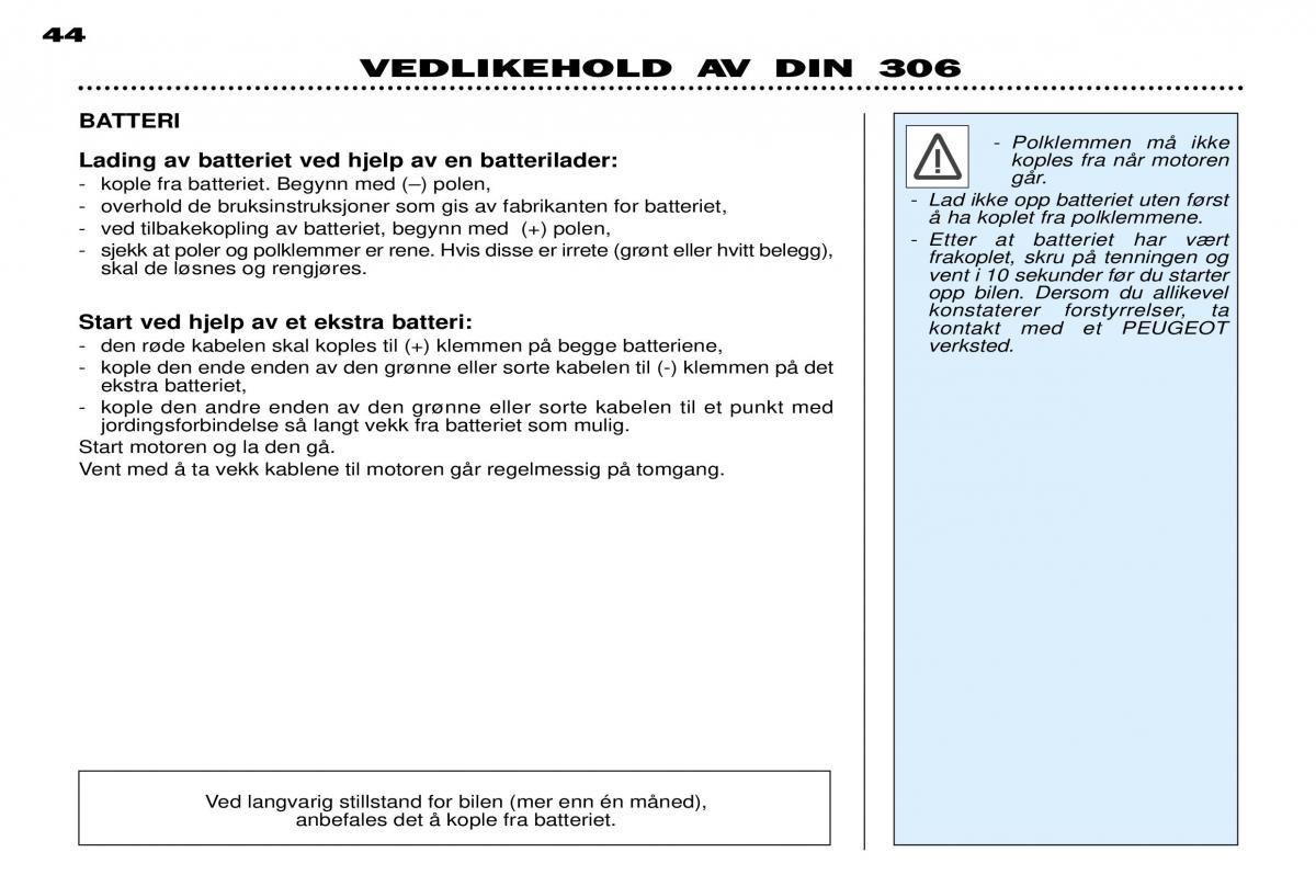 Peugeot 306 Break PH3 bruksanvisningen / page 112