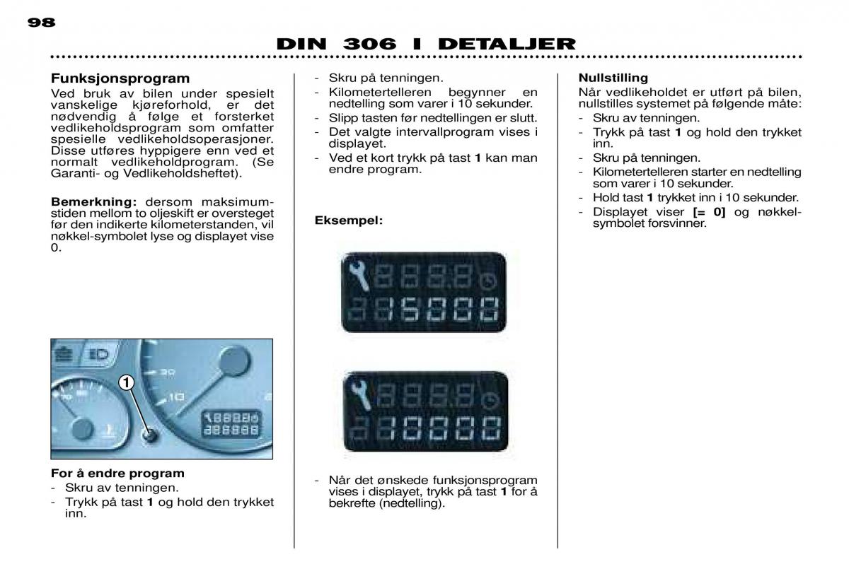 Peugeot 306 Break PH3 bruksanvisningen / page 16