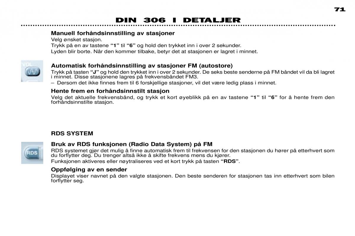 Peugeot 306 Break PH3 bruksanvisningen / page 48