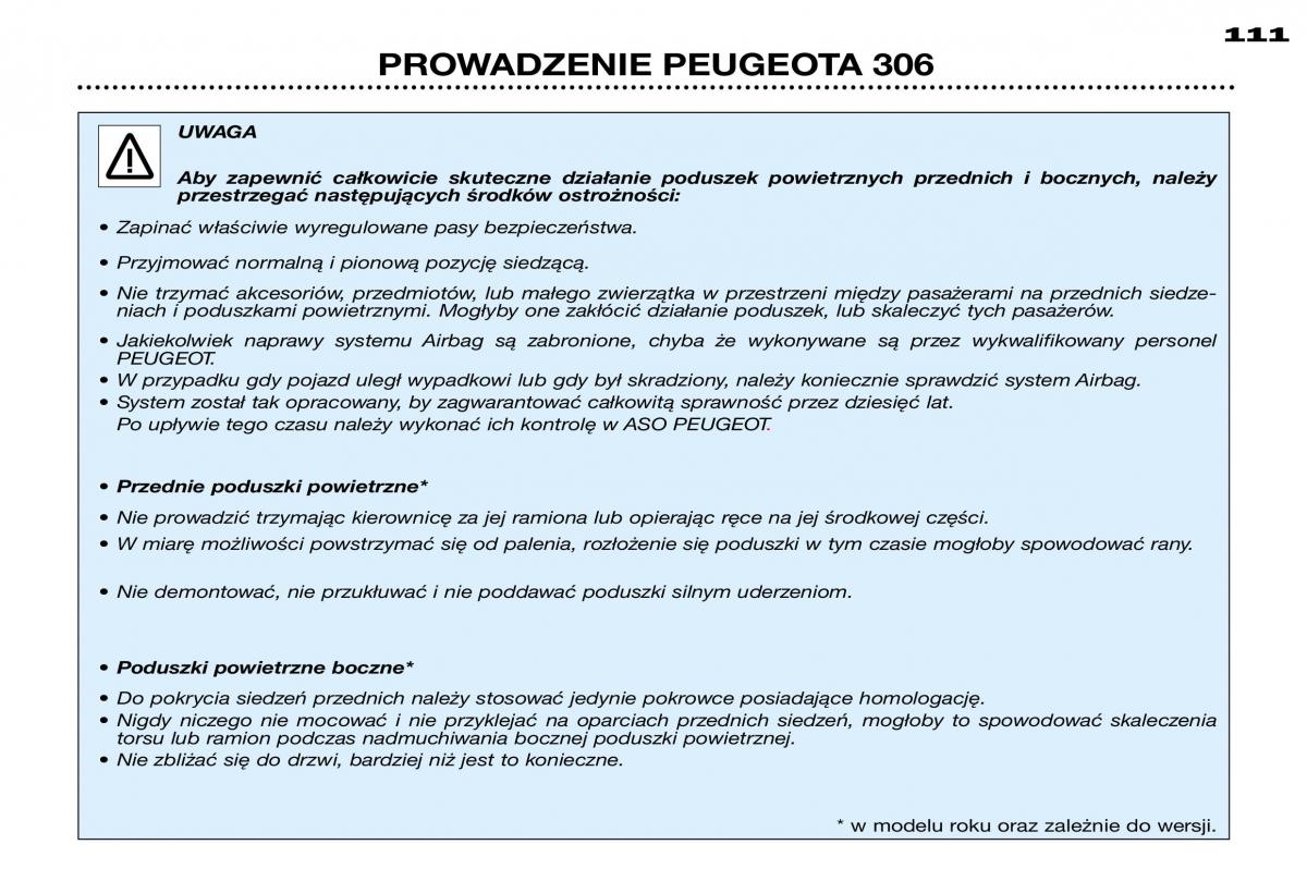 Peugeot 306 Break PH3 instrukcja obslugi / page 88