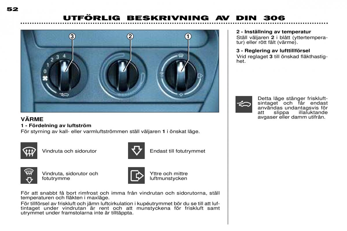 Peugeot 306 Break PH3 instruktionsbok / page 58