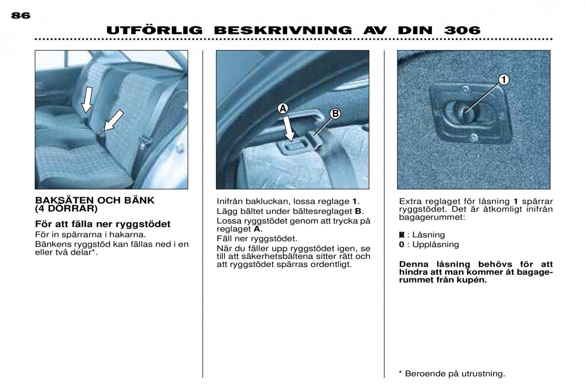 Peugeot 306 Break PH3 instruktionsbok / page 65