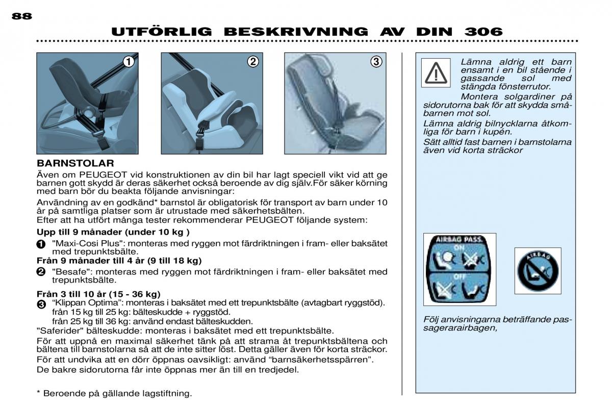 Peugeot 306 Break PH3 instruktionsbok / page 68