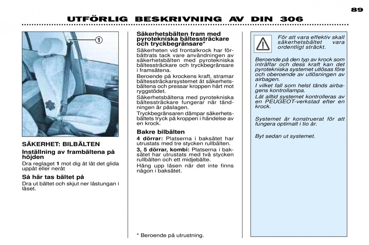 Peugeot 306 Break PH3 instruktionsbok / page 69