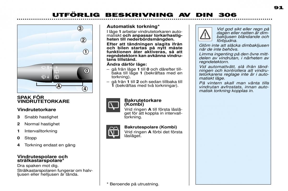 Peugeot 306 Break PH3 instruktionsbok / page 76