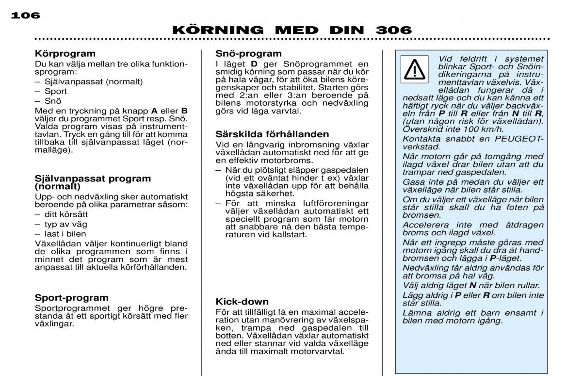 Peugeot 306 Break PH3 instruktionsbok / page 83