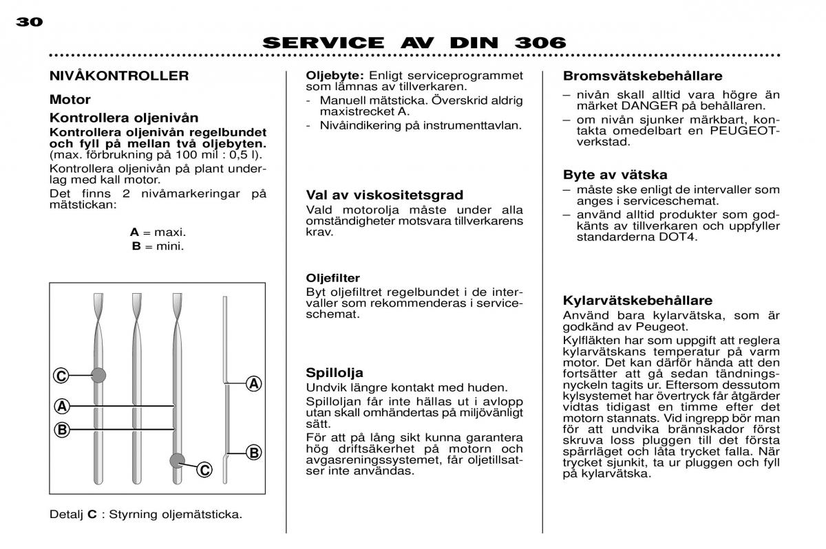 Peugeot 306 Break PH3 instruktionsbok / page 95