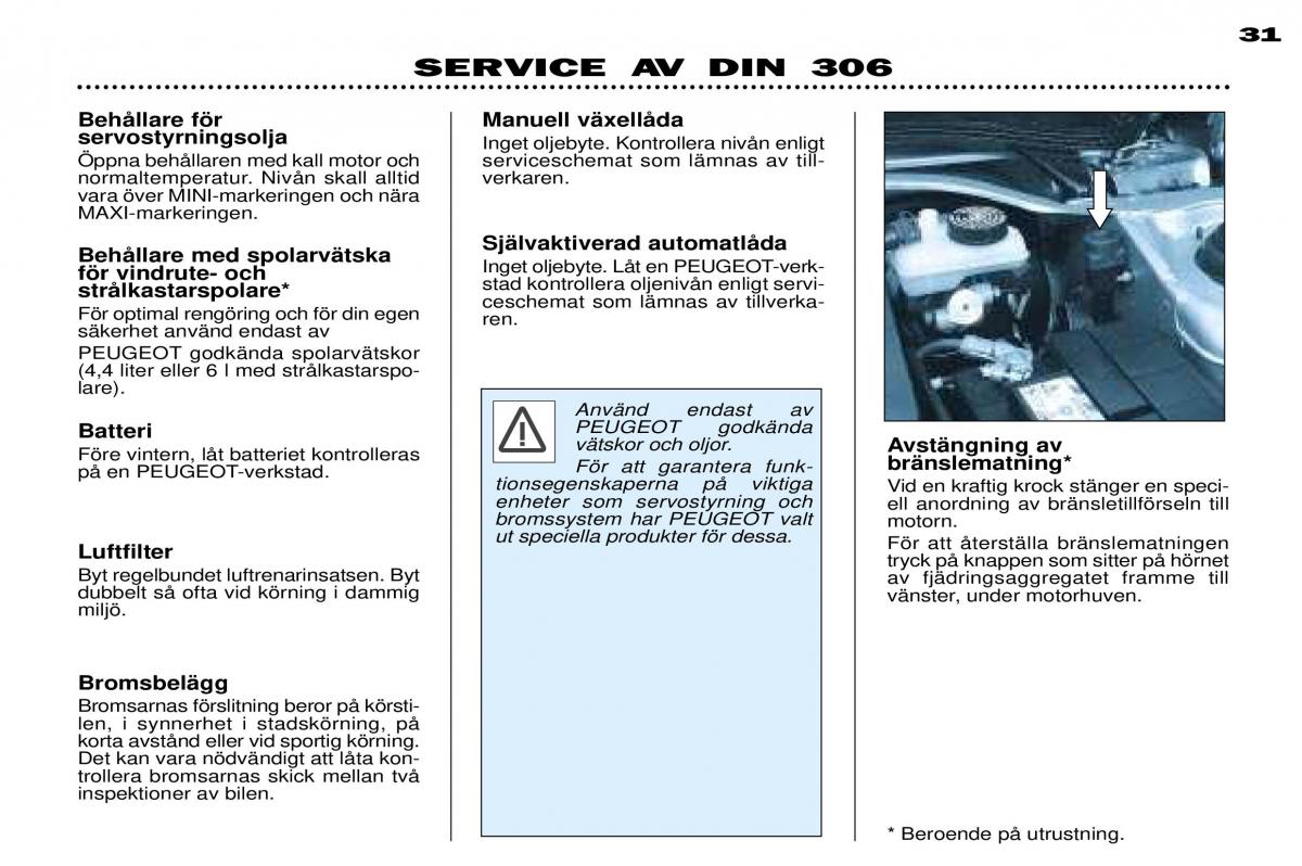 Peugeot 306 Break PH3 instruktionsbok / page 96