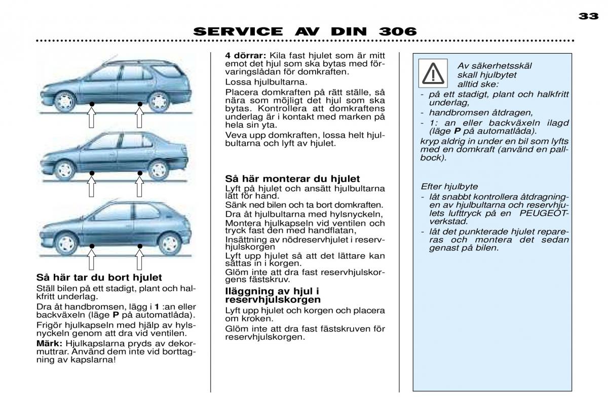 Peugeot 306 Break PH3 instruktionsbok / page 99