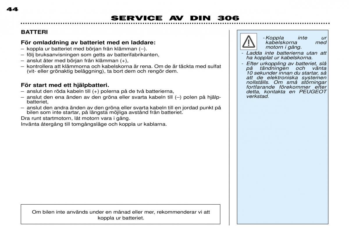 Peugeot 306 Break PH3 instruktionsbok / page 112