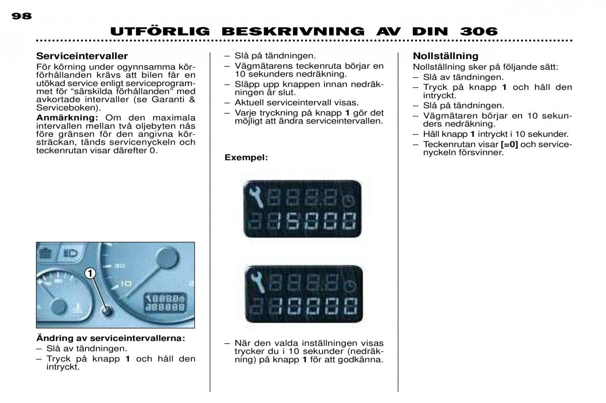 Peugeot 306 Break PH3 instruktionsbok / page 16