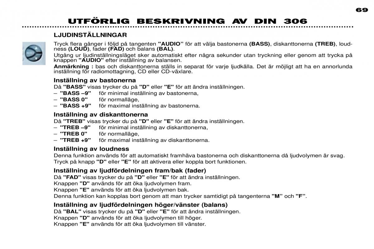 Peugeot 306 Break PH3 instruktionsbok / page 46