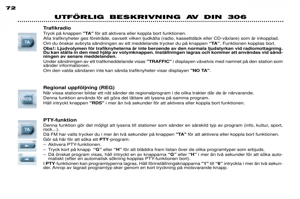 Peugeot 306 Break PH3 instruktionsbok / page 49