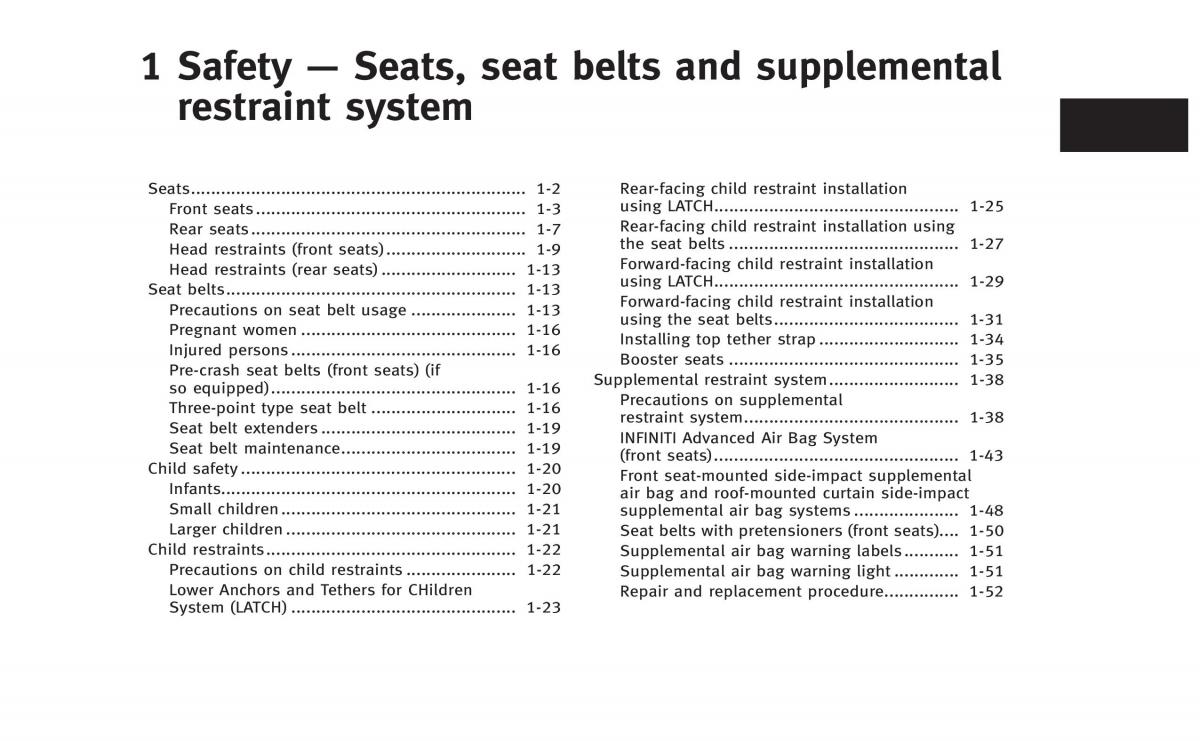 Infiniti Q60 Coupe owners manual / page 20