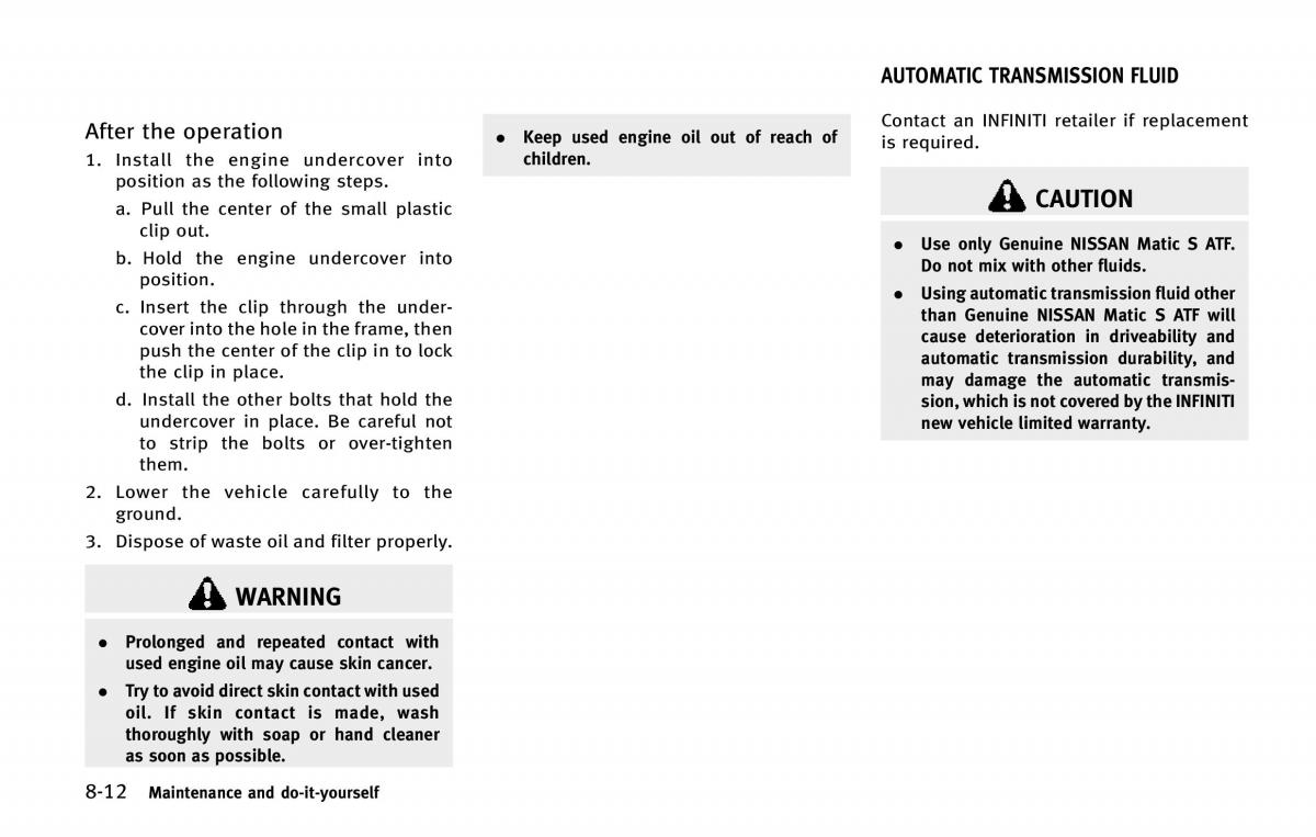 Infiniti QX80 owners manual / page 497