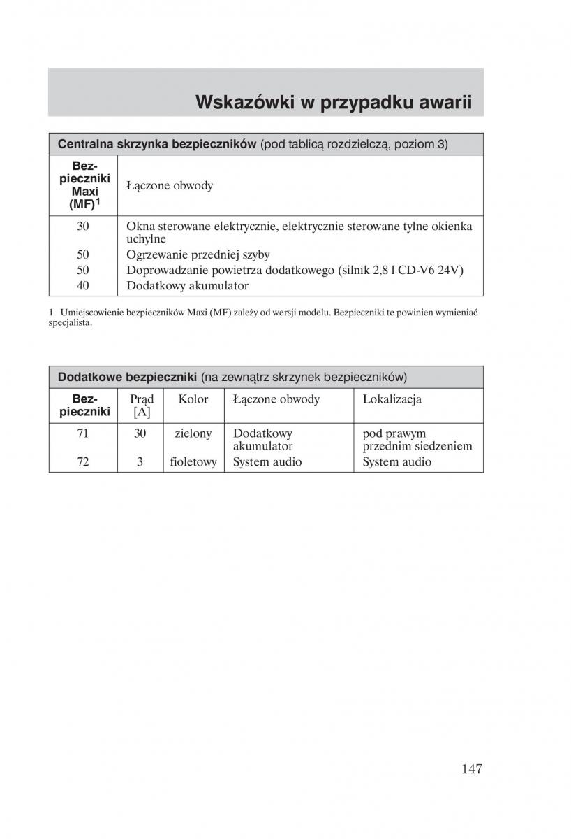 Ford Galaxy II 2 instrukcja obslugi / page 149