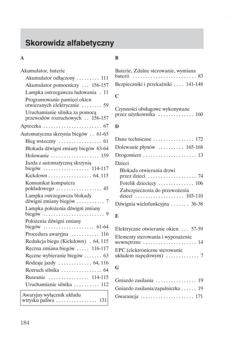 manual Ford Galaxy Ford Galaxy II 2 instrukcja / page 186