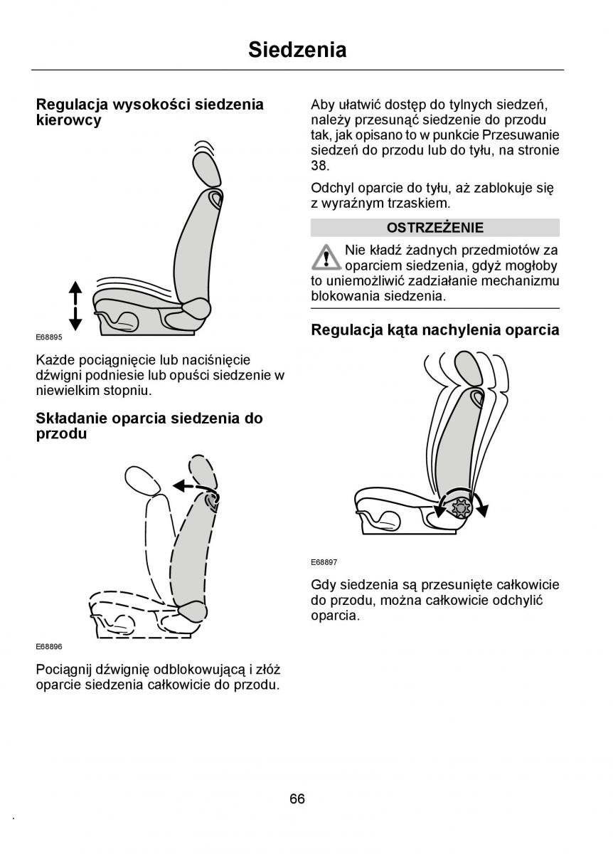 Ford Ka I 1 instrukcja obslugi / page 68