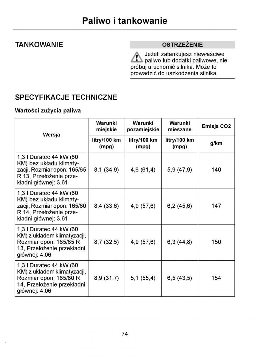 Ford Ka I 1 instrukcja obslugi / page 76