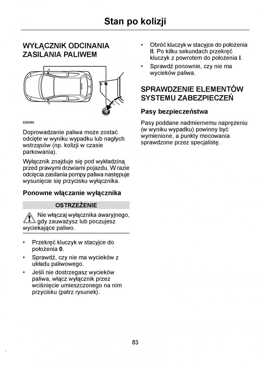 Ford Ka I 1 instrukcja obslugi / page 85