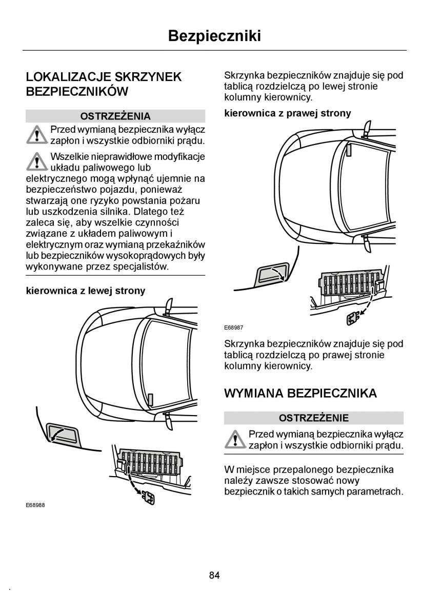 Ford Ka I 1 instrukcja obslugi / page 86