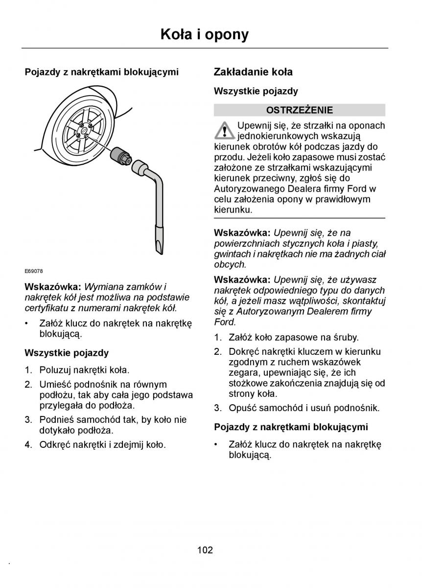 Ford Ka I 1 instrukcja obslugi / page 104