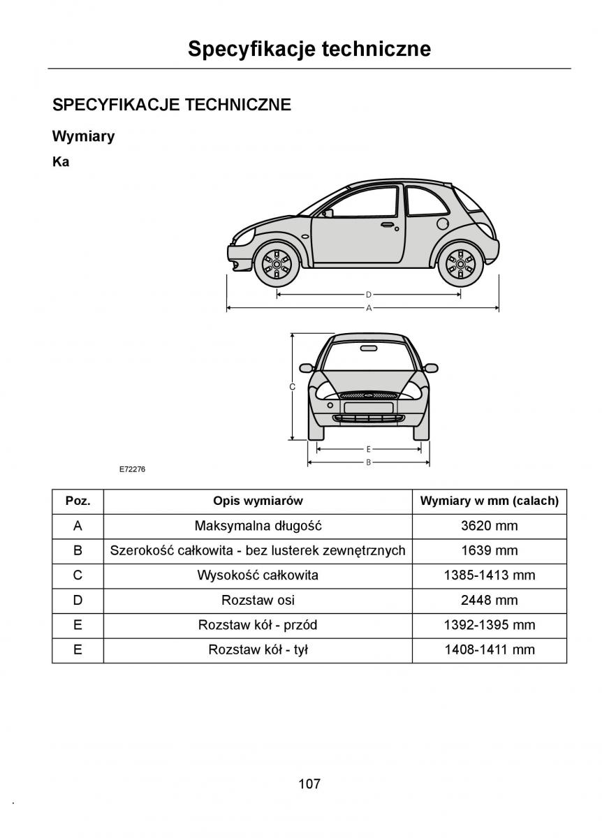 Ford Ka I 1 instrukcja obslugi / page 109