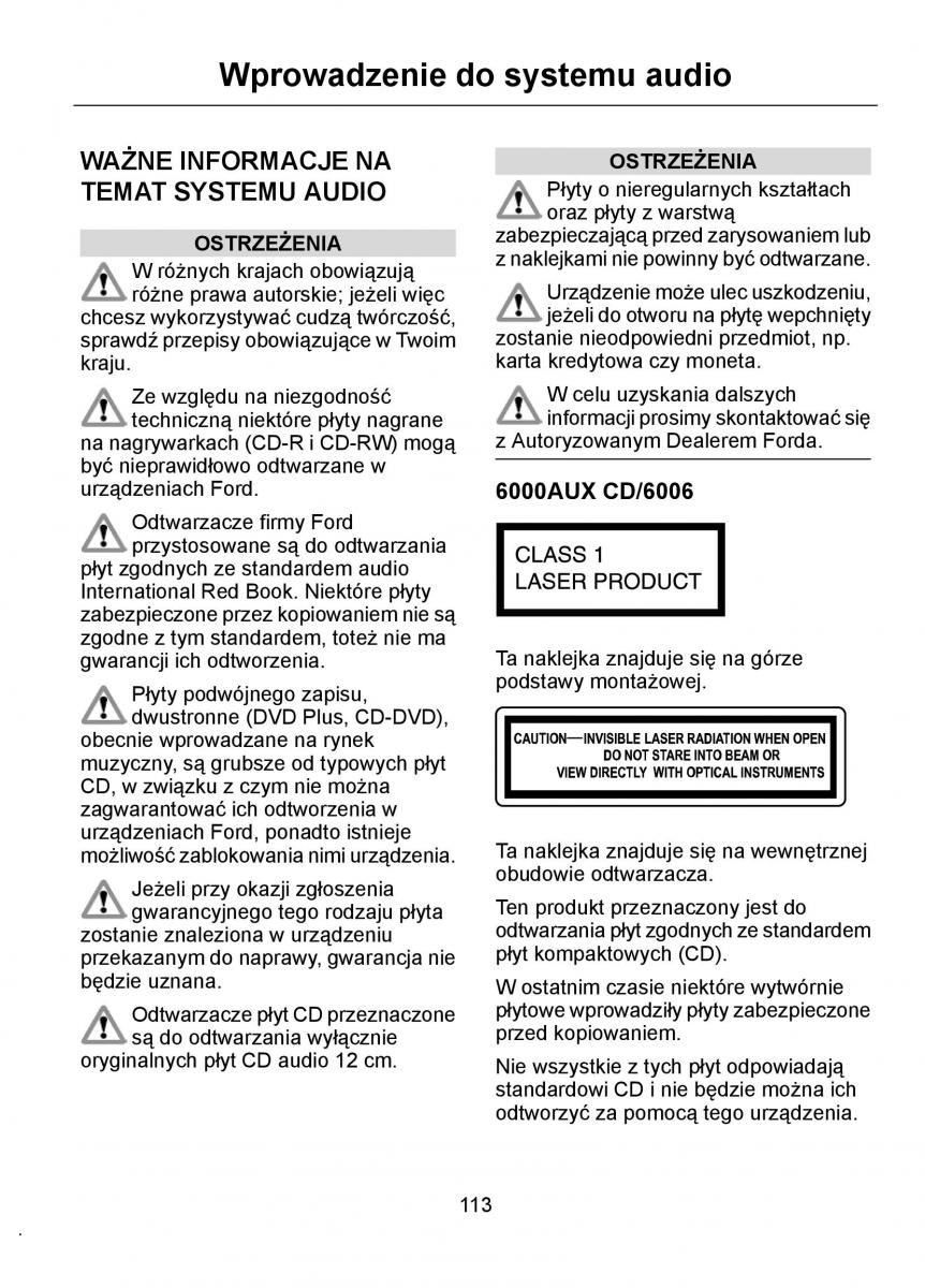 Ford Ka I 1 instrukcja obslugi / page 115