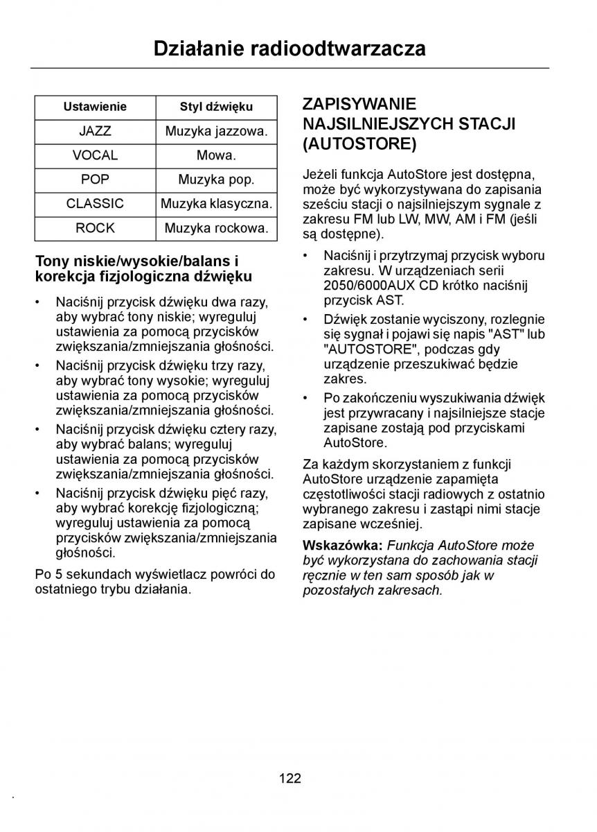 Ford Ka I 1 instrukcja obslugi / page 124