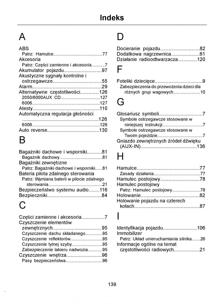 Ford Ka I 1 instrukcja obslugi / page 141